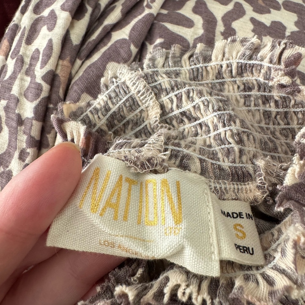 Nation LTD Leopard Print Smocked Mock Neck Blouse – Size Small - Picture 13 of 14